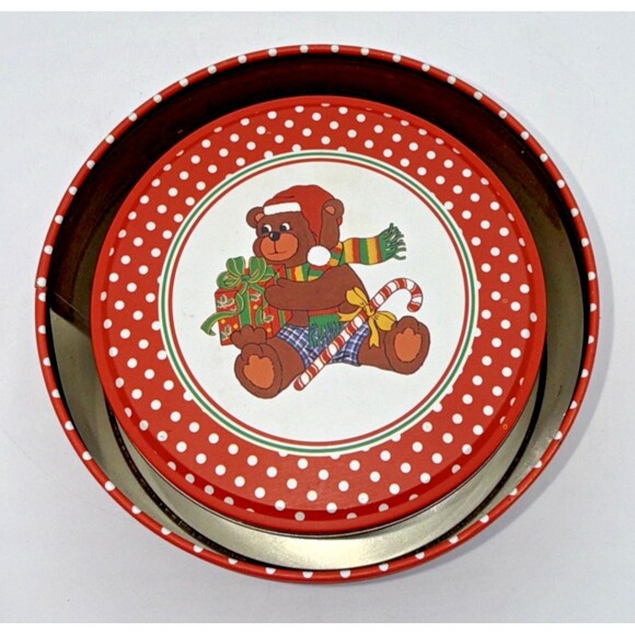 Vintage Decorative Christmas Teddy BearNesting Tins Canisters Set of 3 1980s - Picture 15 of 16